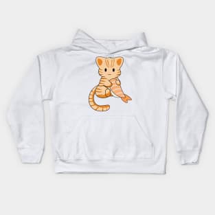 Orange Tabby Cat with Prawn Sushi Kids Hoodie